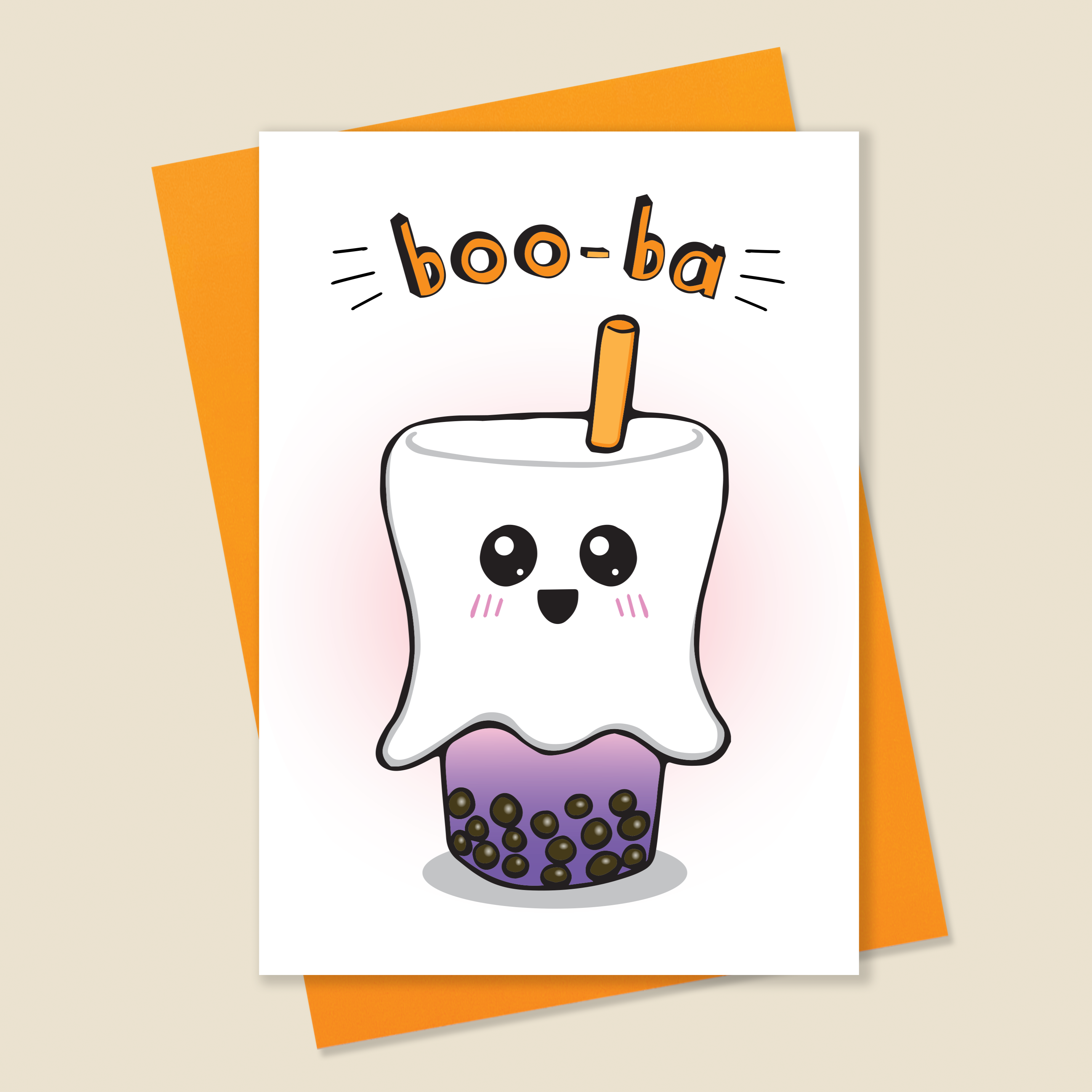 Cute Boba Tea Halloween card