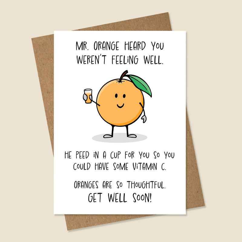 Funny Orange Get Well Card