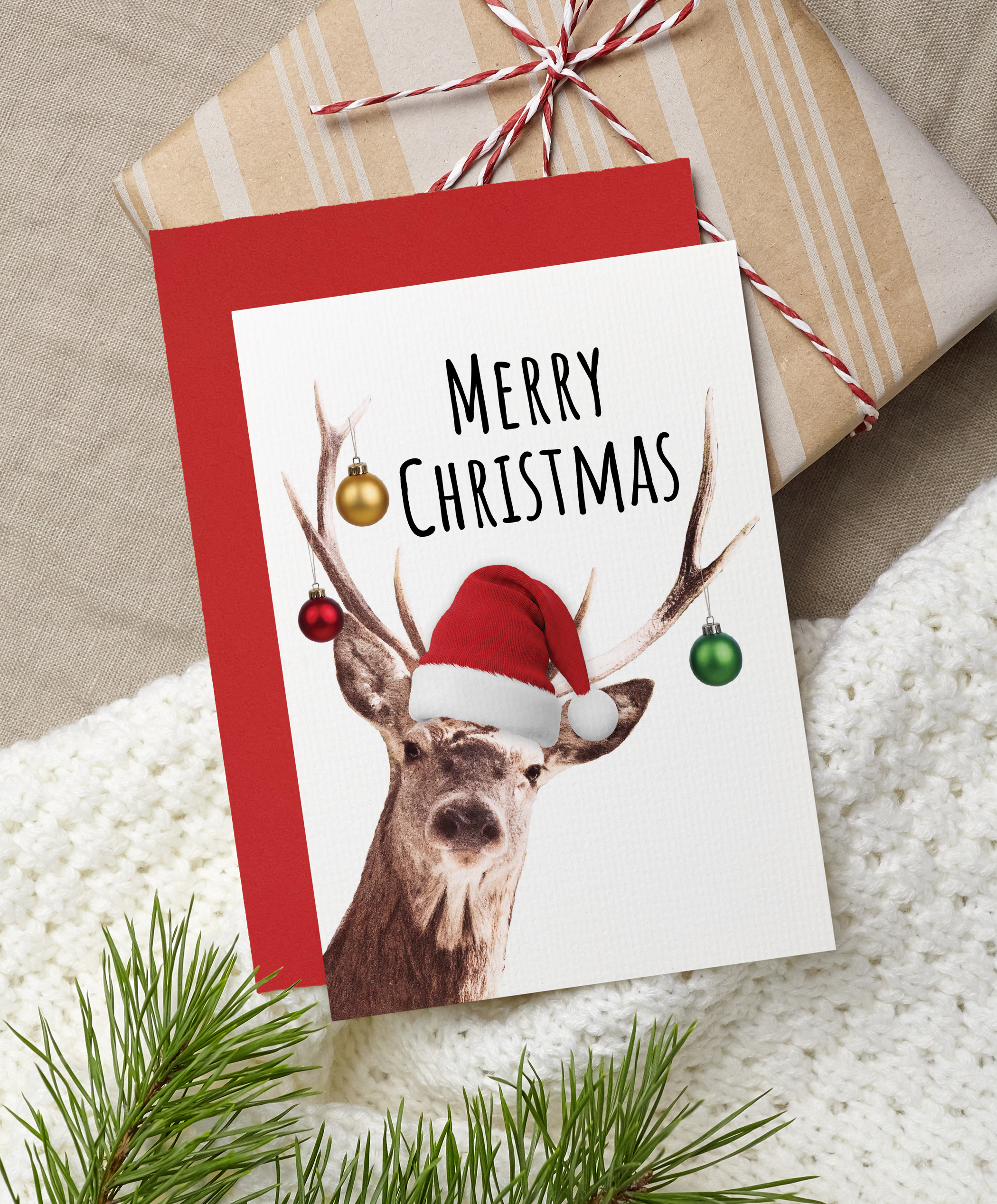 Christmas, Holiday Card • Santa Buck